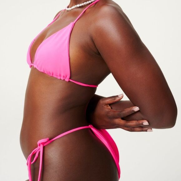 Good American Neon Pink Tiny Ties Bikini Set - Size 7 / 4x / 22 - 24 - Picture 6 of 11